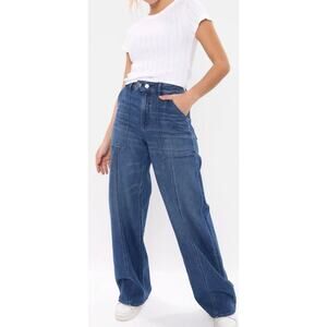 American Eagle Super High Rise Baggy Wide Leg Jeans Size 4 Long Stretch